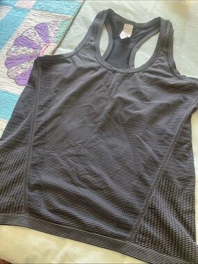 Athleta Black & White Micro-Striped Racerback Tank